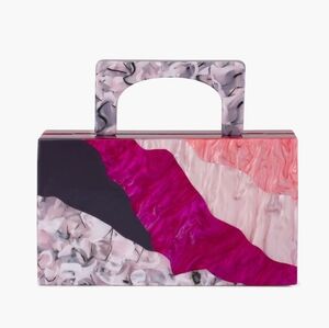 Olga Berg Fleur Acrylic Top Handle Bag  Purse Fuschia Pink Shoulder Bag This c